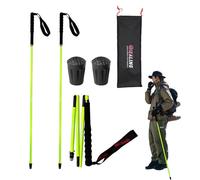 OKHEALING Bastoncini da Trekking in Fibra di Carbonio ad Alta Resistenza 1 Paio, Ripiegabili in 5 Sezioni, Leggeri e Robusti, Adatti Per Escursioni, Trekking e Alpinismo (Yellow, 120 cm)