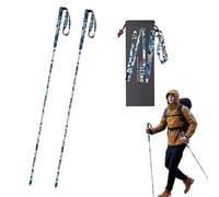OKHEALING - Bastoncini pieghevoli, leggeri e robusti, 2 pezzi, in fibra di carbonio ad alta resistenza, motivo mimetico blu, per escursionismo, trekking e alpinismo (120 cm)