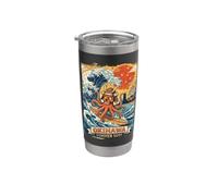 Okinawa Samurai Skull Octopus Summer Surf Wave Art Bicchiere termico in acciaio inox doppia parete