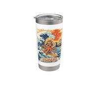 Okinawa Samurai Skull Octopus Summer Surf Wave Art Bicchiere termico in acciaio inox doppia parete