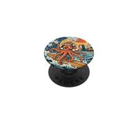 Okinawa Samurai Skull Octopus Summer Surf Wave Art PopSockets PopGrip Adesivo