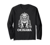 Okinawa Shisa Lion Dog Guardian Giappone Kanji Souvenir Maglia a Manica