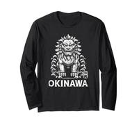 Okinawa Shisa Lion Dog Guardian Giappone Kanji Souvenir Maglia a Manica