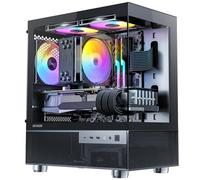 Okinos Aqua 3, custodia Micro ATX, custodia per PC MATX con 3 ventole ARGB da 120 mm a 3 pin preinstallate, vista panoramica in vetro temperato frontale e pannello laterale, con porta di tipo C,