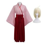 Okita Souji - Costume da kimono rosa per giochi di ruolo, da donna, set completo con parrucca, uniforme per cosplay, Halloween, feste e carnevale