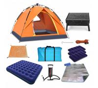 Okiyakusama da Campeggio per Automatica, Tende Campeggio Pieghevole a Doppio Strato per Esterno, per spiaggia, Tenda automatica per 3-4 persone con griglia per barbecue e materasso gonfiabile