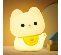 OkiyiD Regalo per ragazze, luce notturna a forma di gattino, lampada da comodino per asilo nido, ABS+SIL, controllo touch, portatile e ricaricabile, dimmerabile, regalo di compleanno per ragazzi e