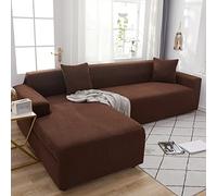 OKJK Copridivano angolare con penisola Impermeabile Elastico Morbido e Confortevole, all-Inclusive Resistente all'Usura Quattro Stagioni Universale da Soggiorno,Deep Coffee,2-Seat 145-185cm