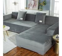 OKJK Copridivano angolare, Copridivano in Velluto Morbido e Confortevole Ispessito, Copridivano con penisola per Soggiorno, AntiGraffio Gatto, Lavabile in Lavatrice (Light Grey,S (90-140cm) 1pcs)