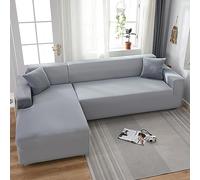 OKJK Copridivano AntiGraffio Gatto, copridivano angolare, Copridivano con penisola in Tessuto Morbido e Confortevole per Soggiorno,per Animali Domestici, per Bambini (Light Grey,4-Seater 235-300cm)