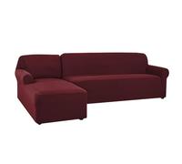 OKJK Copridivano con penisola Elasticizzato Jacquard per Soggiorno, Copridivano angolare Combinato, Lavabile in Lavatrice, Adatto alla Maggior Parte dei divani (Burgundy,Part A-A 190-230cm)