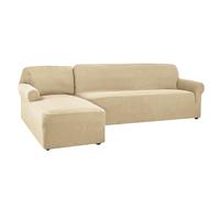 OKJK Copridivano con penisola Elasticizzato Jacquard per Soggiorno, Copridivano angolare Combinato, Lavabile in Lavatrice, Adatto alla Maggior Parte dei divani (Beige,Part B-B 145-185cm)