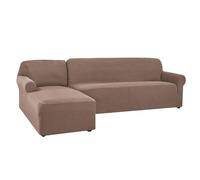 OKJK Copridivano con penisola Elasticizzato Jacquard per Soggiorno, Copridivano angolare Combinato, Lavabile in Lavatrice, Adatto alla Maggior Parte dei divani (Brown,Part A-A 145-185cm)