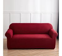 OKJK Copridivano Elasticizzato 1/2/3/4 posti, Copridivani per Divano in Pelle, Copri Divano in Pile Polare, Resistente ai Graffi, Protezione per Divano da Soggiorno (Red Wine,2 Seater 145-185cm)