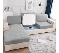 OKJK Copridivano Elastico Impermeabile, Coprisedile per Divano Jacquard all-Inclusive Antiscivolo per Soggiorno copridivano Universale Quattro Stagioni (Light Gray,L-Shaped)