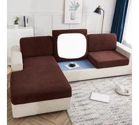 OKJK Copridivano Elastico Impermeabile, Coprisedile per Divano Jacquard all-Inclusive Antiscivolo per Soggiorno copridivano Universale Quattro Stagioni (Coffee,Normal Size4(XL))