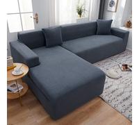 OKJK Copridivano Jacquard Forma angolare all-Inclusive Elastico Ispessimento Moderno Semplice Copridivano Chaise Longue, copridivano Combinato Soggiorno (Dark Gray,5 Seater 310-360cm)