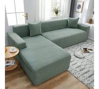 OKJK Copridivano Jacquard Forma angolare all-Inclusive Elastico Ispessimento Moderno Semplice Copridivano Chaise Longue, copridivano Combinato Soggiorno (Matcha Green,3 Seater And 2 Seater)