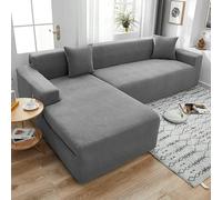 OKJK Copridivano Jacquard Forma angolare all-Inclusive Elastico Ispessimento Moderno Semplice Copridivano Chaise Longue, copridivano Combinato Soggiorno (Light Gray,4 Seater 235-300cm)