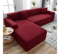 OKJK Copridivano Jacquard Forma angolare all-Inclusive Elastico Ispessimento Moderno Semplice Copridivano Chaise Longue, copridivano Combinato Soggiorno (Wine Red,2 Seater And 2 Seater)