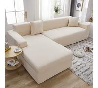 OKJK Copridivano Jacquard Forma angolare all-Inclusive Elastico Ispessimento Moderno Semplice Copridivano Chaise Longue, copridivano Combinato Soggiorno (off-White,2 Seater And 2 Seater)