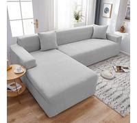 OKJK Copridivano Jacquard Forma angolare all-Inclusive Elastico Ispessimento Moderno Semplice Copridivano Chaise Longue, copridivano Combinato Soggiorno (Beige Gray,3 Seater And 2 Seater)