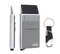 OKKBEL - Porta carte di credito, sicuro e anti-pirateria, può contenere 10 carte, carte d'identità, carte vitali, contanti, banconote, carte di credito, pop-up, rigido, in alluminio, anti RFID