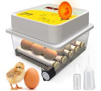 Okköbi OBI-12 Incubatrice Automatica - Incubatrice uova per 12 uova con Rivoltamento Automatico - Incubatrice uova gallina, quaglia e anatra - Giallo