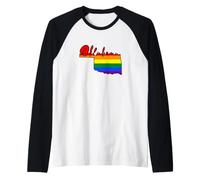 Oklahoma Mappa USA Stato Oklahoma Arcobaleno Flag Orgoglio Maglia con Maniche Raglan