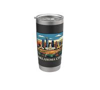 Oklahoma, skyline città, retro, vendemmia, arte, design Bicchiere termico in acciaio inox doppia parete