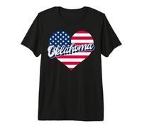 Oklahoma Stato Patriottico USA Cuore Bandiera USA Uomini Donne e Bambini Maglietta Premium