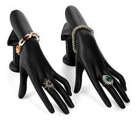 Okllen Confezione da 2 manichini femminili in resina, espositore per gioielli, bracciali, bracciali, per catenine, anelli, guanti, colore nero, per mano sinistra