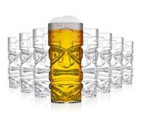 Okllen Confezione da 8 tazze riutilizzabili Tiki, 470 ml, trasparenti Tiki da cocktail, Trapical, eleganti bicchieri per bar moderni, feste hawaiane, accessori per feste
