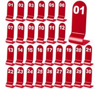 Okllen Numeri da tavolo da 1 a 30 rossi, numeri d'ordine in acrilico per ristoranti, double face, per matrimoni, feste, bar, banchetti