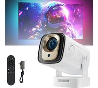Oklumi Projector, Oklumi - Pivot 2, 4k Full HD Mini Portable Projector - Outdoor Wifi 6 & Bt 5.4, 130" Display, Auto Keystone 180° Display for Home Theater, Mini Portable (White)