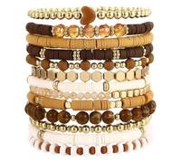 OKMIJN 13 Pezzi Braccialetti da Spiaggia Estivi per Donne, Braccialetti Estivi Gioielli, Set di Braccialetti da Surf ElasticiImpilabili, Beach Boho Bracciali per Donne Spiaggia Vacanze Amicizie Regalo