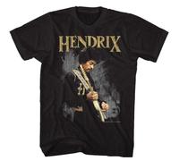 OKMN76huc Jimi Hendrix HENDIRX-Front Print-Black Adult T-Shirt Black S
