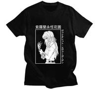 OKMN76huc KEGO Violet Evergarden 2022 Japanese Manga Comfortable Casual Loose Sports T-Shirt Black XXL