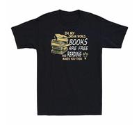 OKMN76huc Reading Free World Makes You in Men's Shirt My Dream T Thin Are And Funny Books Black 3XL