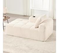 OKMYHOME Divano letto matrimoniale 1 posto - Divano senza montaggio con portabicchieri e tasche laterali, cuscino per schienale - velluto a coste beige