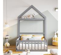 OKMYHOME Letto per bambini 90 x 200 - Letto singolo con deposito e barriere di sicurezza, legno massello MDF e pino, senza materasso, bianco