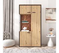 OKMYHOME Librerie vetrine con LED multicolore e ripiani in vetro, design moderno, 78 x 40 x 150 cm, colore: naturale