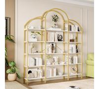 OKMYHOME Vetrina - Design Minimalista - 5 ripiani - Metallo e MDF - 170 x 26 x 190 cm - Oro