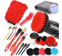 OKONKN Set di pulizia auto per interni ed esterni, set completo per la cura dell'auto con pennello dettagliato, spazzola per la rimozione della polvere, bocchette di ventilazione e pulizia dei