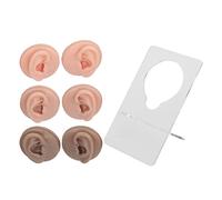 OKOVO 3 Pair Soft Silicone Ear Model Acrylic Bracket Human Ear Model Piercing Practice Earring Display