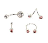 OKOVO 4 Pcs Bauch ringe Edelstahl Kristall Inlay Ohrring Studs Nullen Set Körper Schmuck Kit