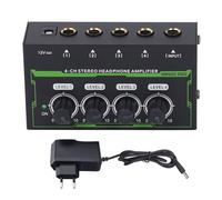 OKOVO Amplificatore per cuffie a 4 canali Amplificatore stereo DJ Mixer RGB Light 100kΩ Impence for DJ Party Music Lovers