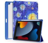 OKP Custodia per iPad di 9a/8a/7a generazione (2021/2020/2019), custodie per iPad da 10,2 pollici con supporto a tre pieghe, custodia sottile per iPad 9/8/7 gen con portamatite per donne e uomini