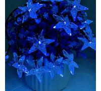 OKQYIMAQQ Stringa di luci solari a forma di stella, per esterni, 7 m, 50 LED, impermeabile, 8 modalità per giardino e cortile (blu)