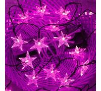 OKQYIMAQQ Stringa di luci solari a forma di stella, per esterni, 7 m, 50 LED, impermeabile, 8 modalità per giardino e cortile (rosa)